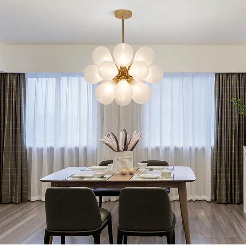 Our blue bubble Chandelier dining table light fixtures