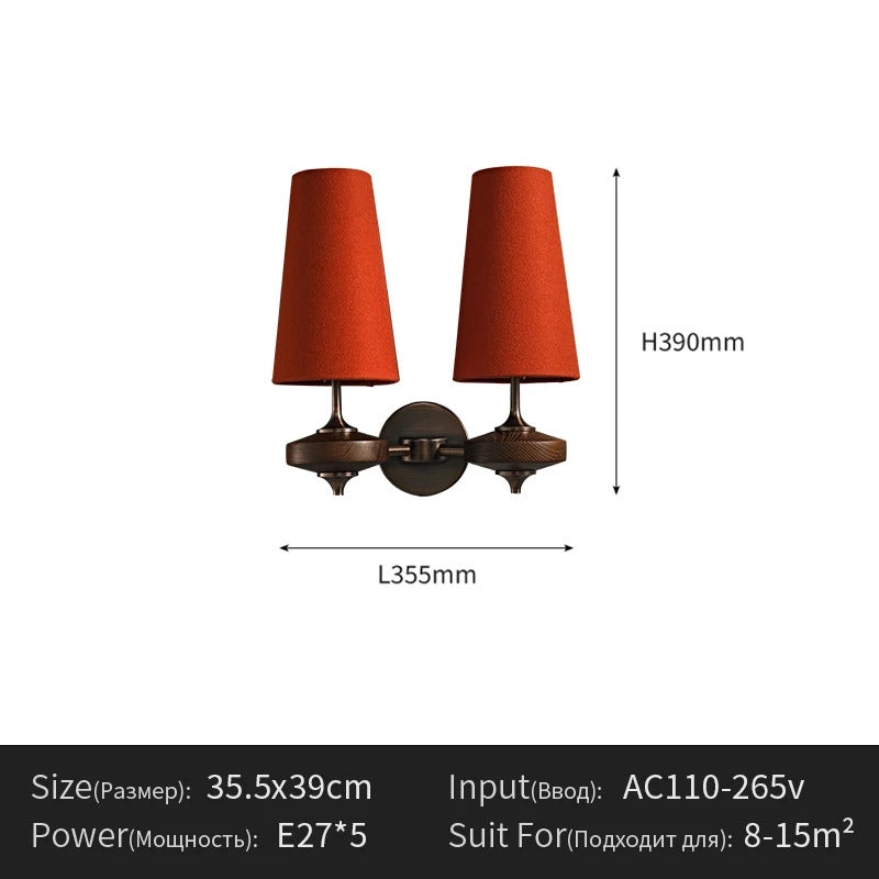 French Vintage Solid Wood Wall Lamp Luxury Retro Bedside sconce light