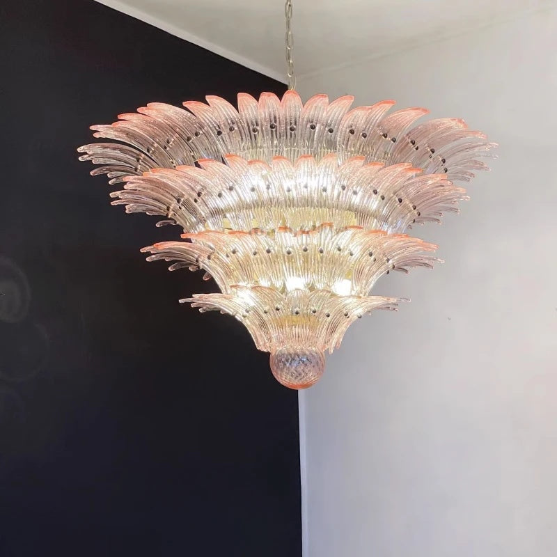 Glass Palmette Transparent Chandelier