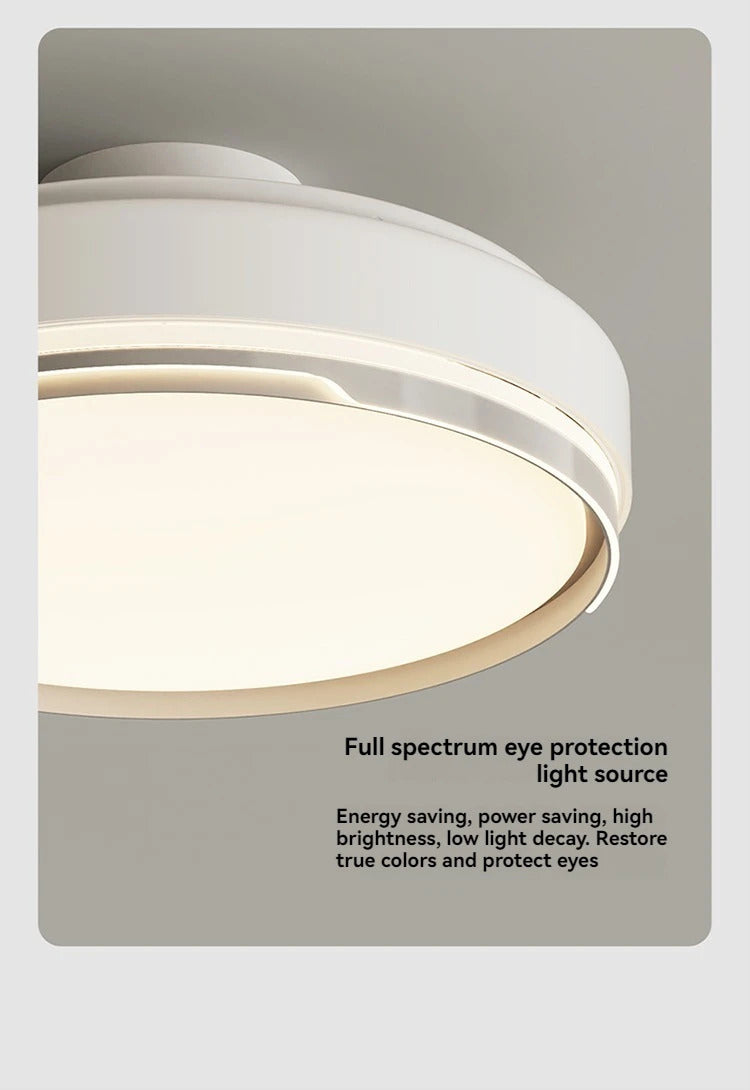 Modern Bladeless Ceiling Fans Round Flush Mount Fan Light