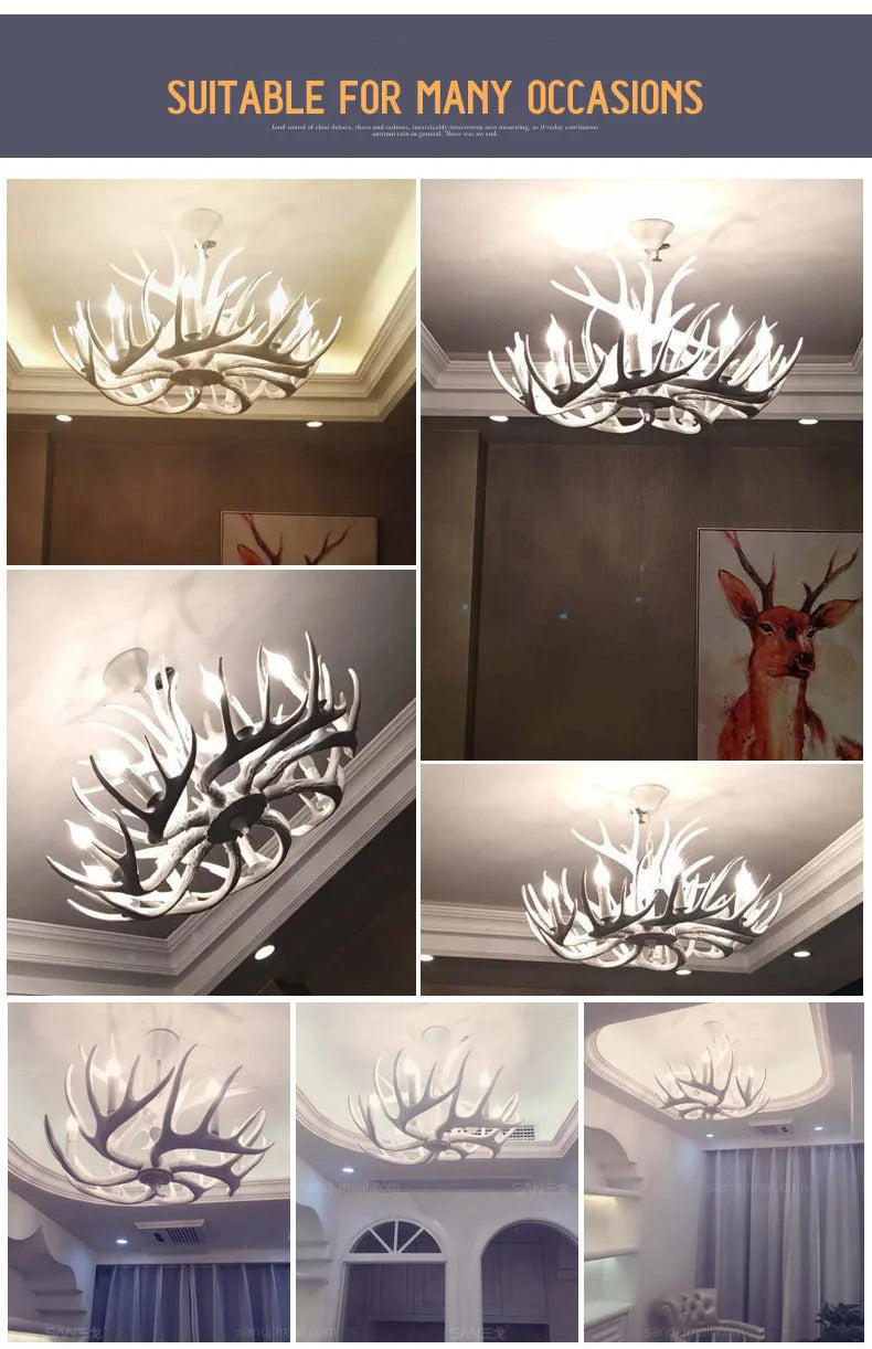 Rustic chandelier industrial wind lamps restaurant Internet cafe decoration antler lamp