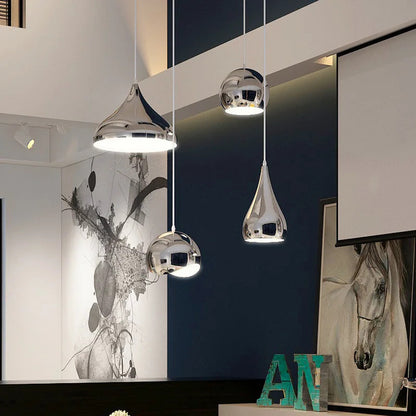 Nordic Plating Sliver Globe Ball Mirror Pendant Lights E27 Iron Hanging Lamp