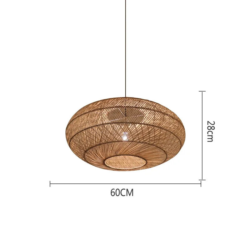 Natural Rattan wicker hanging lamp Chinese Style suspension