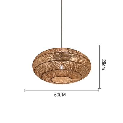 Natural Rattan wicker hanging lamp Chinese Style suspension