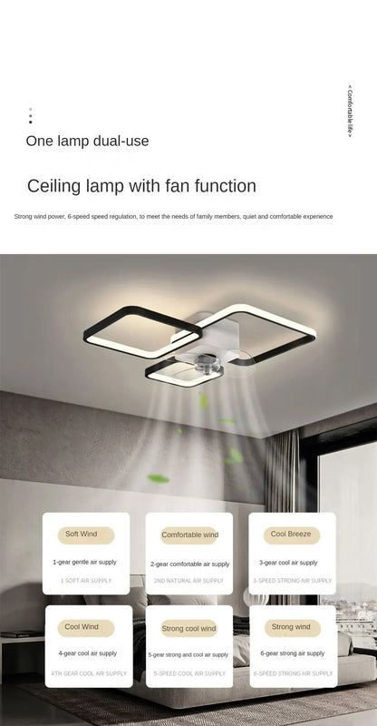 Nordic Ceiling Fan Lamp Home Living Room Modern Minimalist Restaurant Ceiling Lamp