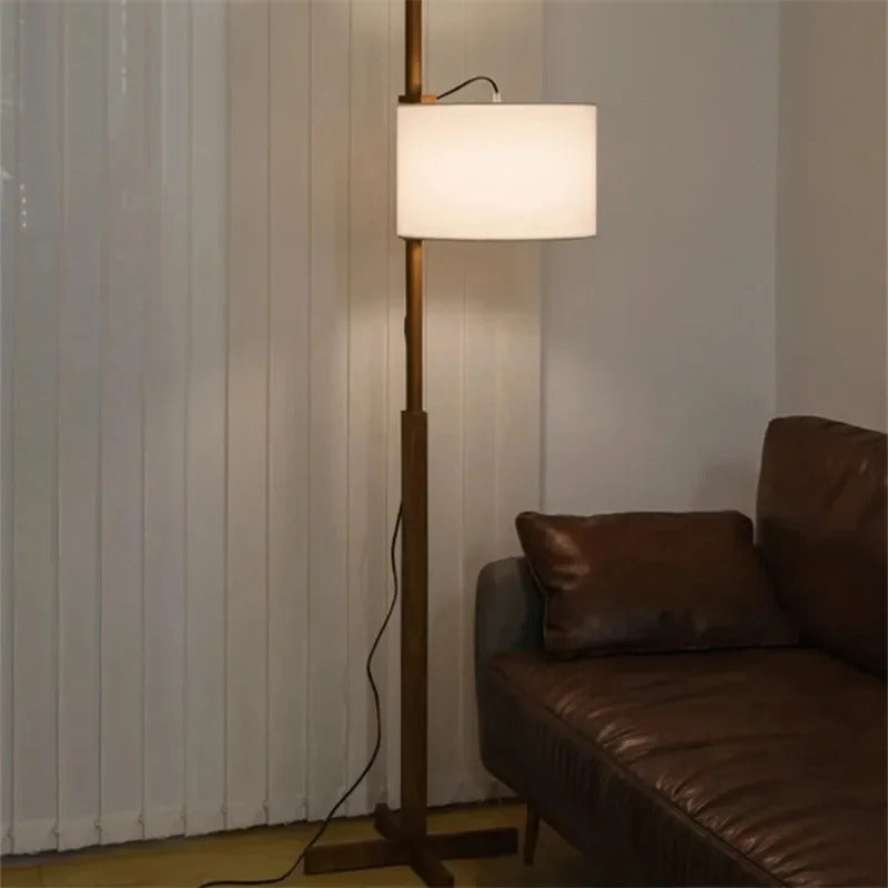 Japanese Liftable Wooden Lamp Wabi Sabi Fabric Floor Lamp