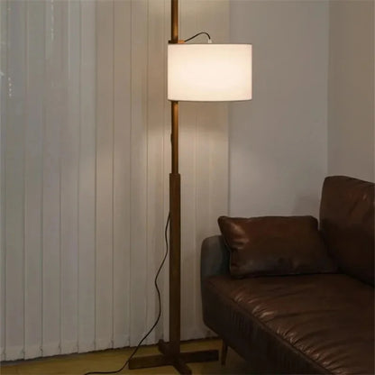Japanese Liftable Wooden Lamp Wabi Sabi Fabric Floor Lamp