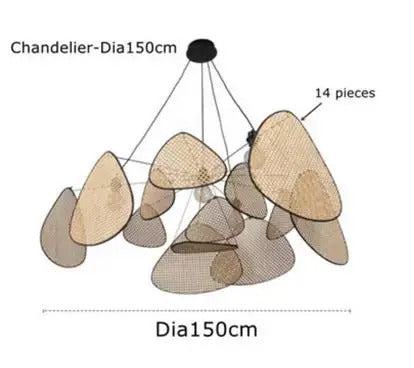 Rattan chandelier Wicker Suspension lamp