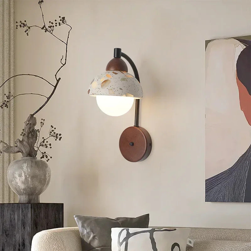 Natural cave Stone Wall Light Medieval Bedside cement Sconce lamp LED Lighting