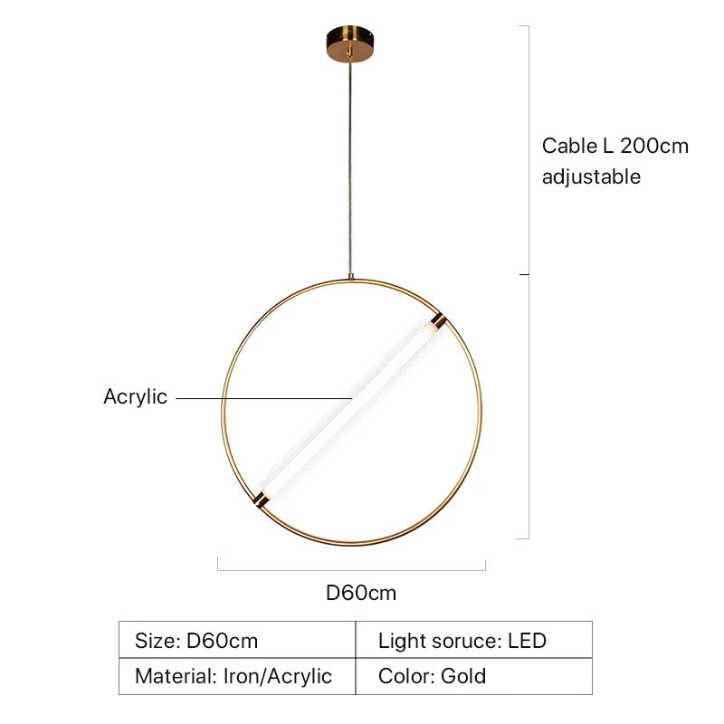 Round Suspension lamp Post-modern ring pendant light