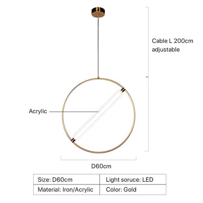 Round Suspension lamp Post-modern ring pendant light