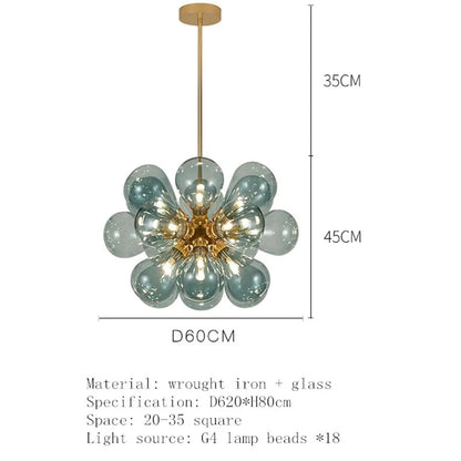 Our blue bubble Chandelier dining table light fixtures