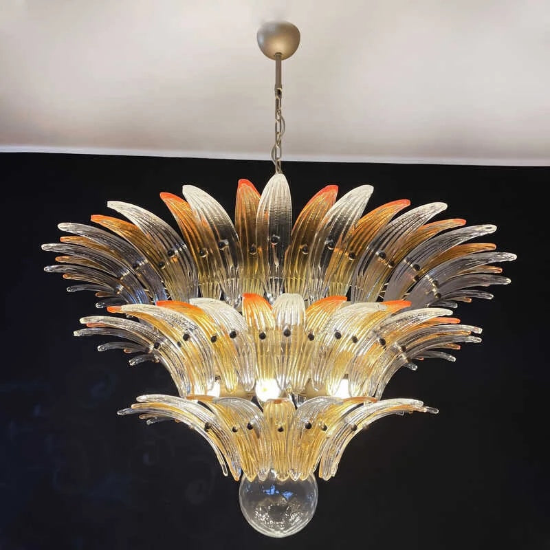 Glass Palmette Transparent Chandelier
