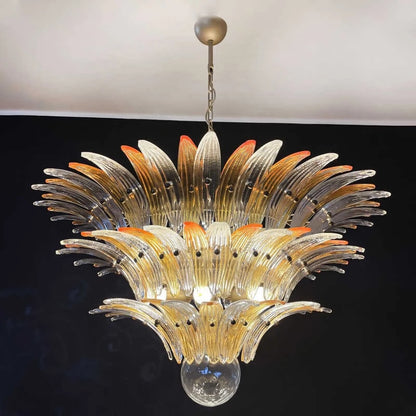 Glass Palmette Transparent Chandelier