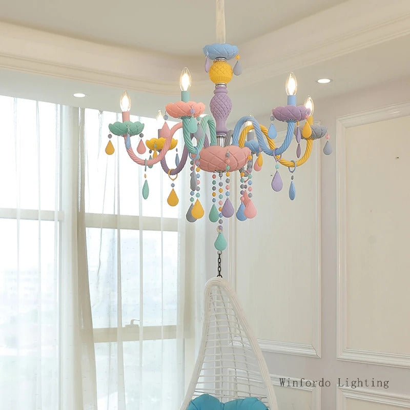 European Children rainbow chandelier Bedroom Princess room kawaii light