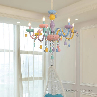European Children rainbow chandelier Bedroom Princess room kawaii light