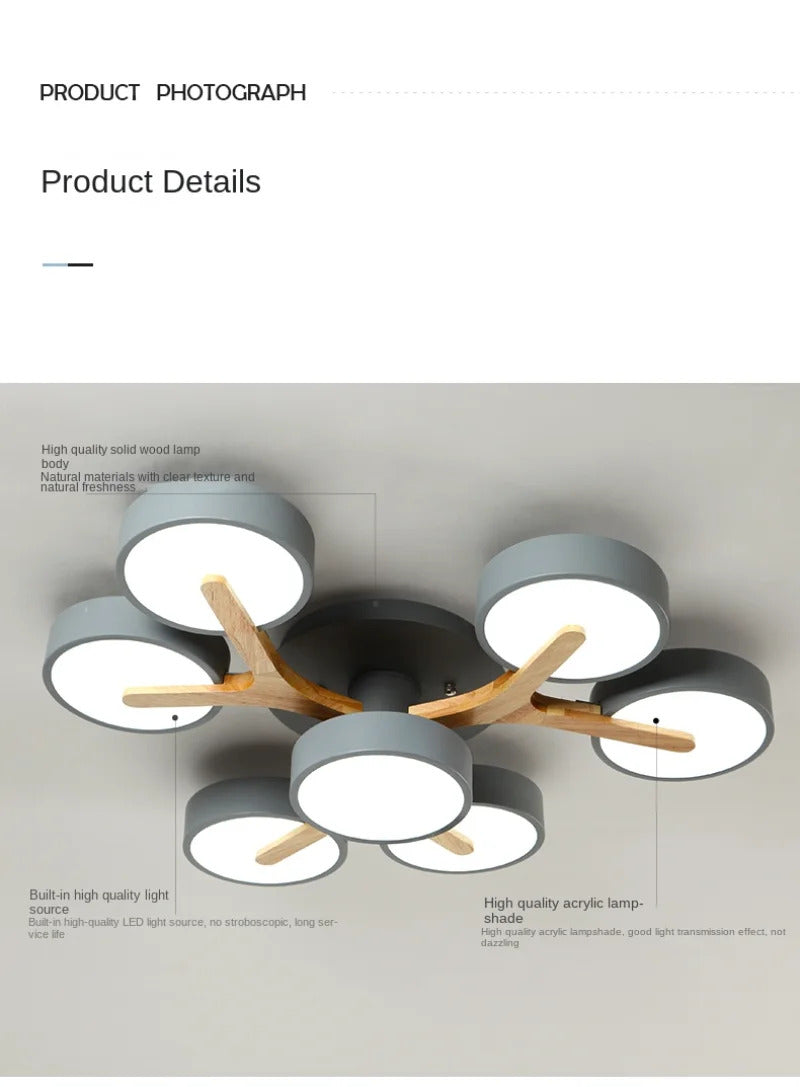 Modern Ceiling Lamp Bedroom Minimalist Wood Home Decor Lighting Fixtures