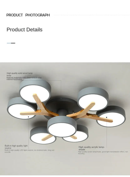 Modern Ceiling Lamp Bedroom Minimalist Wood Home Decor Lighting Fixtures