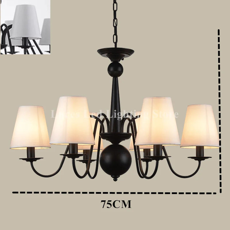 Ameican Black Rustic Chandelier Hotel Salon Hanging Lamp