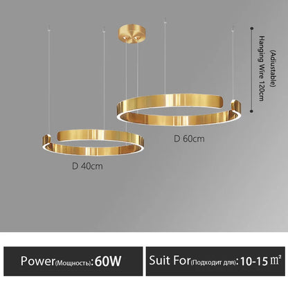 Nordic Led Ring Chandelier Modern Design Rose Gold Black White and Gold Lamp