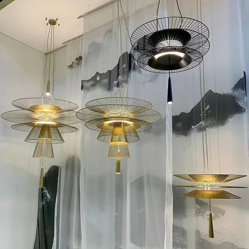 Vintage Gravity Origin Chandelier Luxury Metal lustre suspension black amd gold light for Living Dining Room kitchen island Lamp