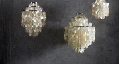 Real Shell Pendant Lights Gold Chrome Metal Romantic Beautiful Hanging Lamp Euphonious Voice E27 For Foyer Bedroom Dining Room