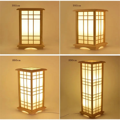 Japanese wooden floor lamp LED Wabi Sabi minimalist Square Wood Made standing lamp