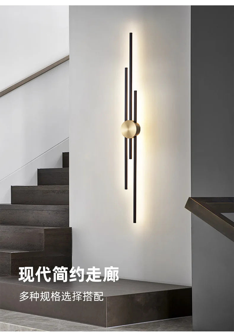 Modern Long Wall Lamp luxury minimalist black gold background LED Wall lights