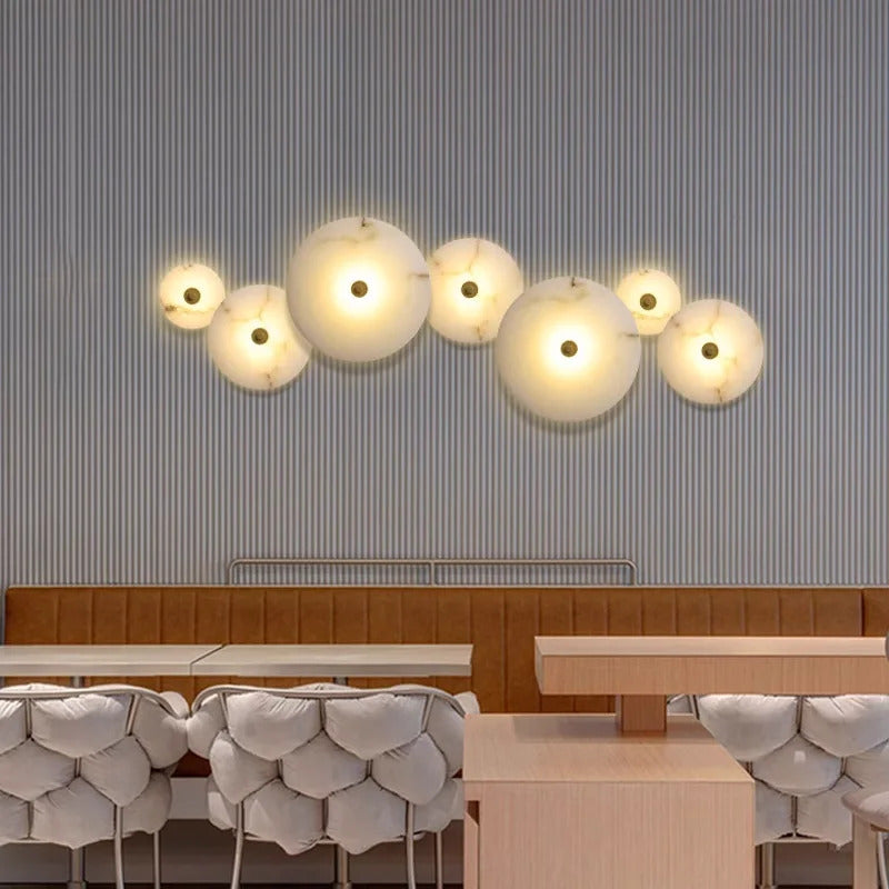 MEDIAN Wall Lamp Round Shape Gold Natural marble LED Wall sconce lighting