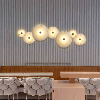MEDIAN Wall Lamp Round Shape Gold Natural marble LED Wall sconce lighting