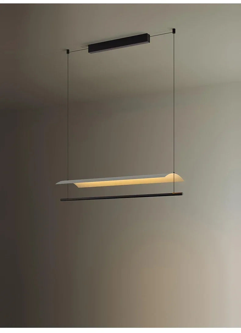Nordic minimalist Linear Chandelier Modern black white industrial long Pendant Lamp