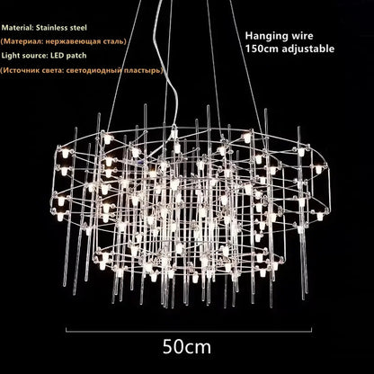 Luxury Stainless Steel Chandelier Modern Chrome LED Firefly Ceiling Chandelier