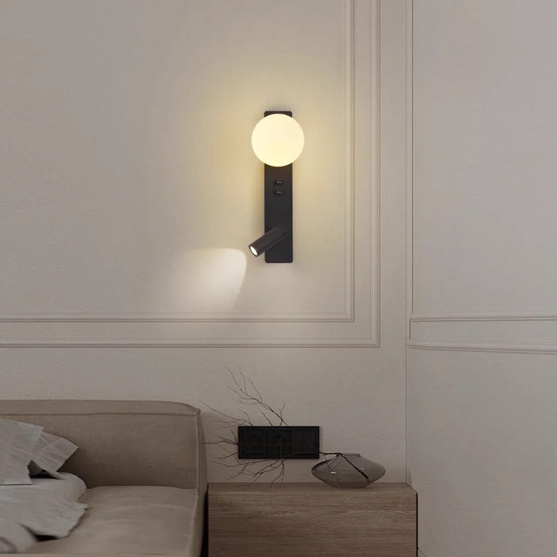 Nordic minimalist bedside wall light Modern moon with spotlights Adjustable wall lamps