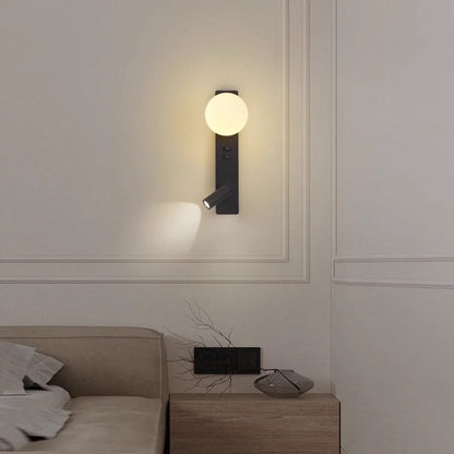 Nordic minimalist bedside wall light Modern moon with spotlights Adjustable wall lamps