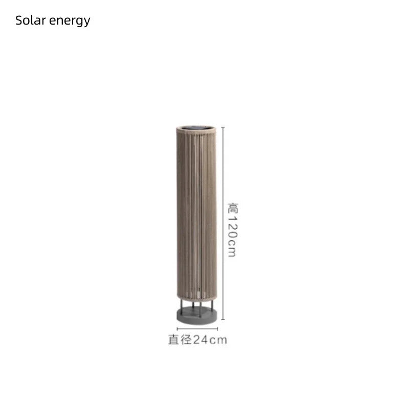 Outdoor waterproof lawn floor light Nordic rattan standing lamp Solar courtyard garden balcony