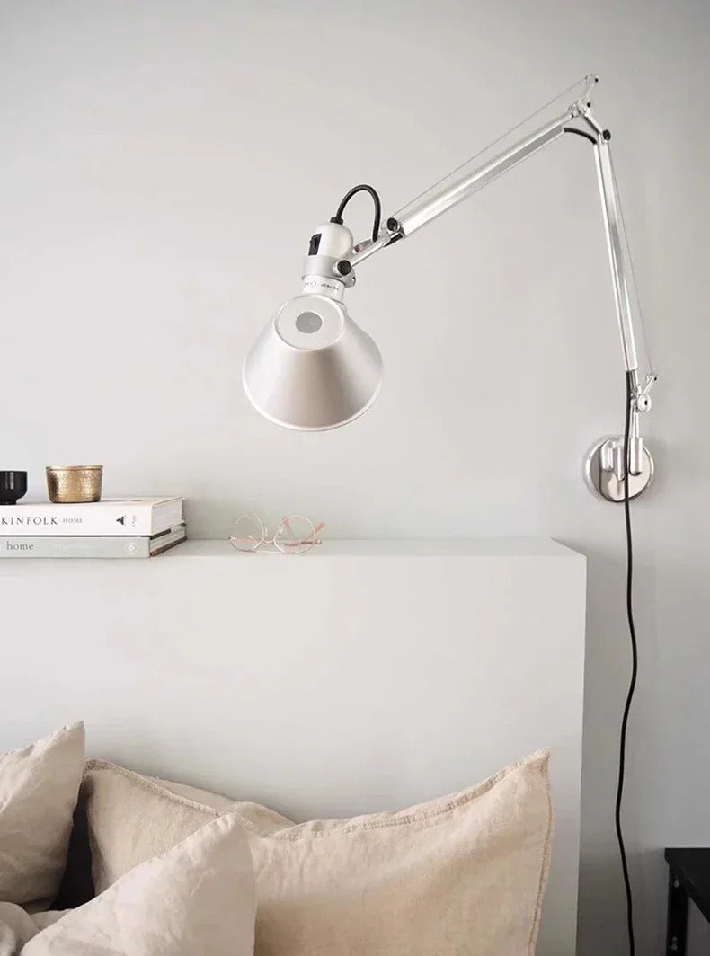 Italian swing arm wall lamp LED Silver Black wall lamp Rotatable Adjustable Reading Lights Decor wall mounted bedside lights