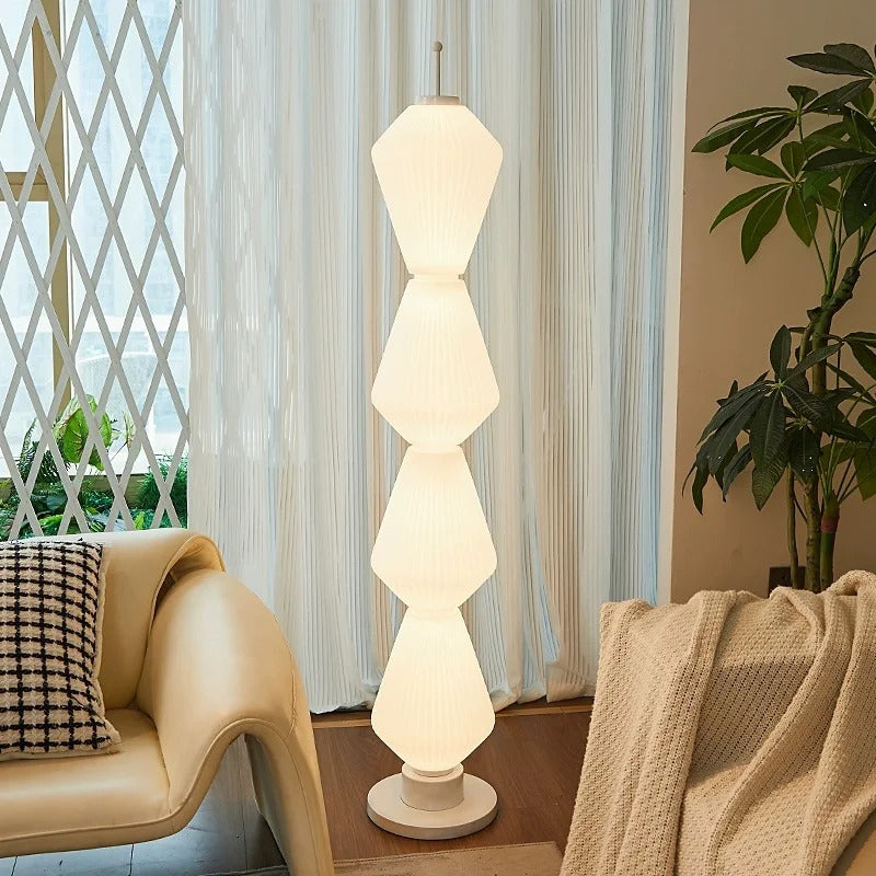 Modern Long Floor Lamp Nordic Minimalist Cream Lampshade Iron Base standing lights