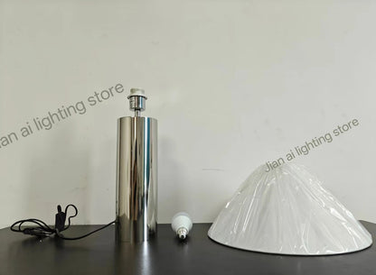 H5 Modern Bamboo Hat Stainless Steel Floor Lamp Simple LED E27 Light Bulb Model Room Bedroom Study Designer Hat Desk Decoration