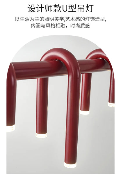 Nordic U-shaped Pendant lamp water pipe long strip Chandelier