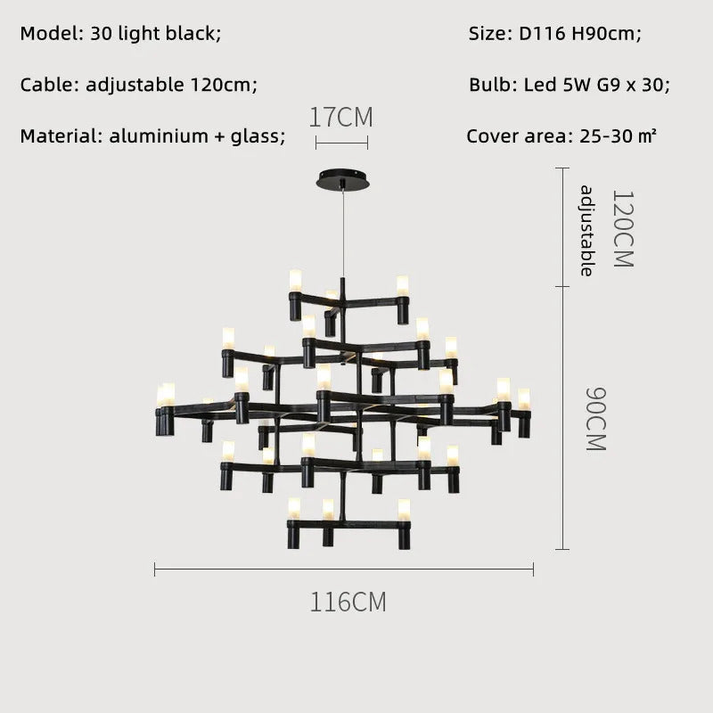 Crown Major Chandelier Nordic Tube Silver Chandelier Modern Led Luxury Chandelier