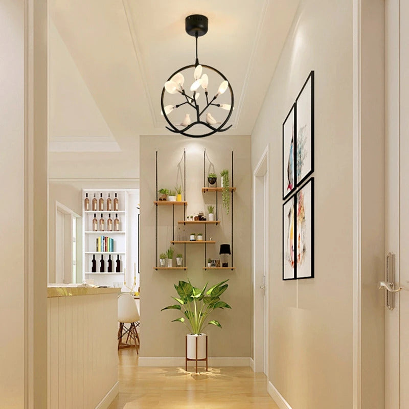 Hand-made wood pendant lamp home decoration E27 cage pendant light