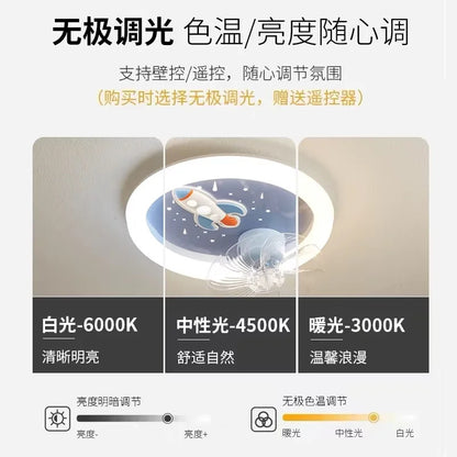 Modern Kids Room Ceiling Fan Light Cartoon Moon Astronaut children bedroom hanging Light