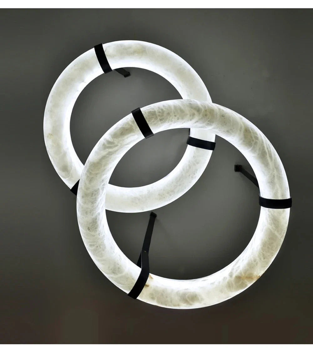 Hot selling high-end living room main light, round all copper leather pendant light, Spanish marble pendant light