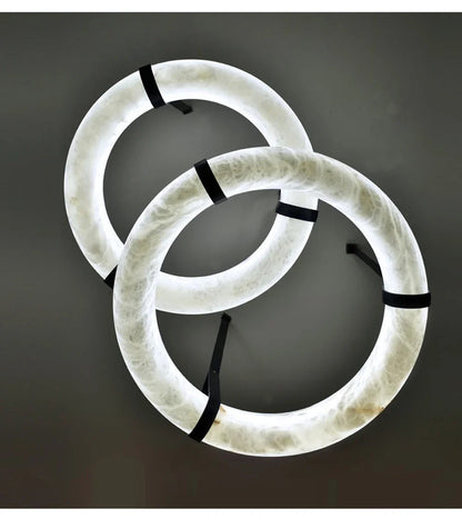 Hot selling high-end living room main light, round all copper leather pendant light, Spanish marble pendant light