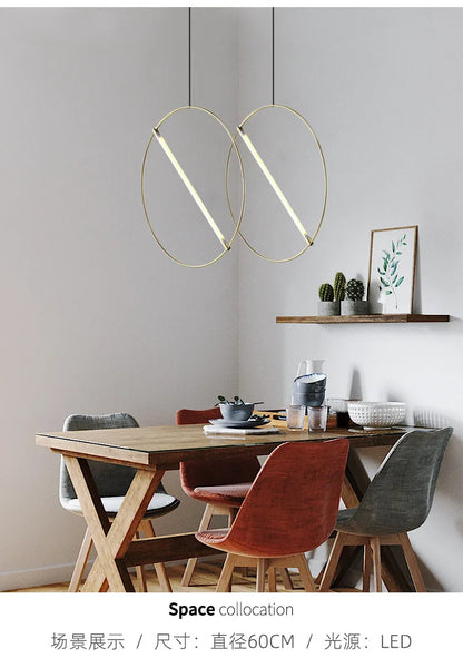 Round Suspension lamp Post-modern ring pendant light