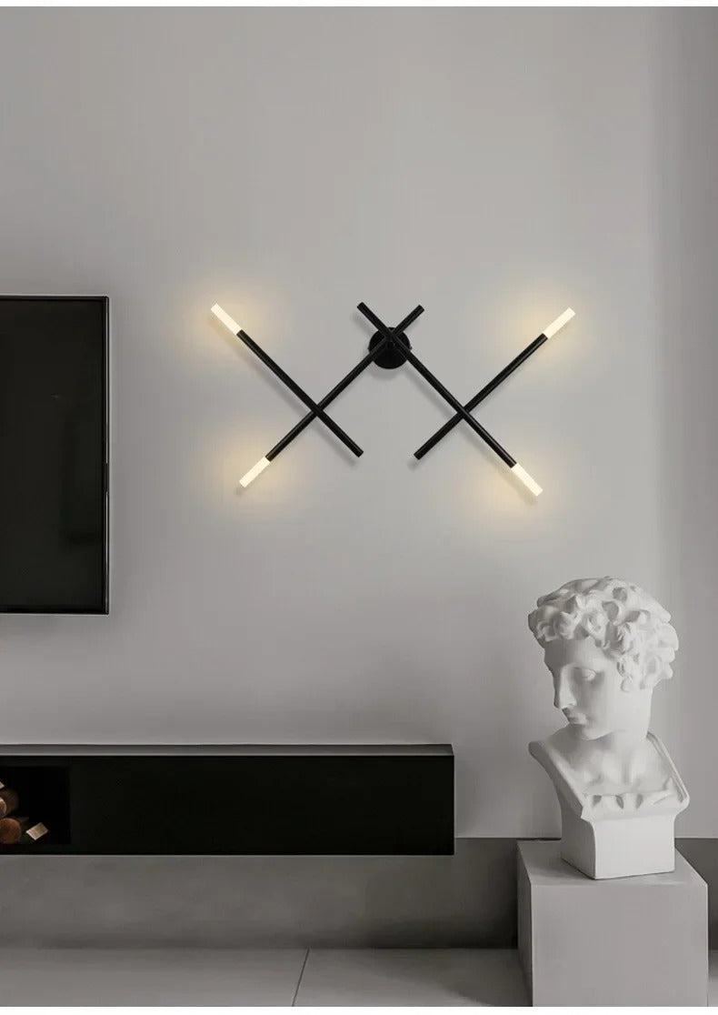 Nordic line Art Wall Lamp Modern Minimalist Creative Cross Shaped Sconce light
