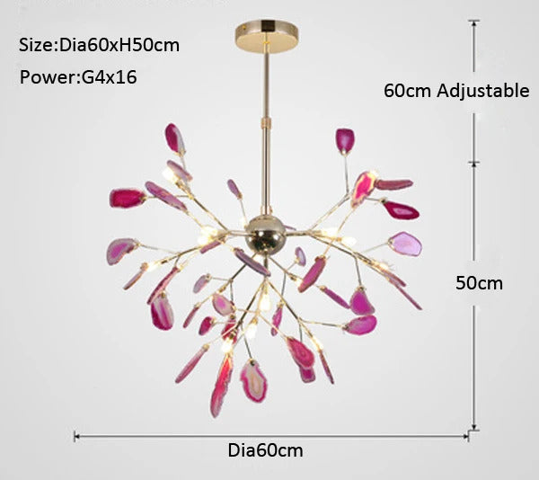 LED agate chandelier blue/green/purple/pink romantic chandelier