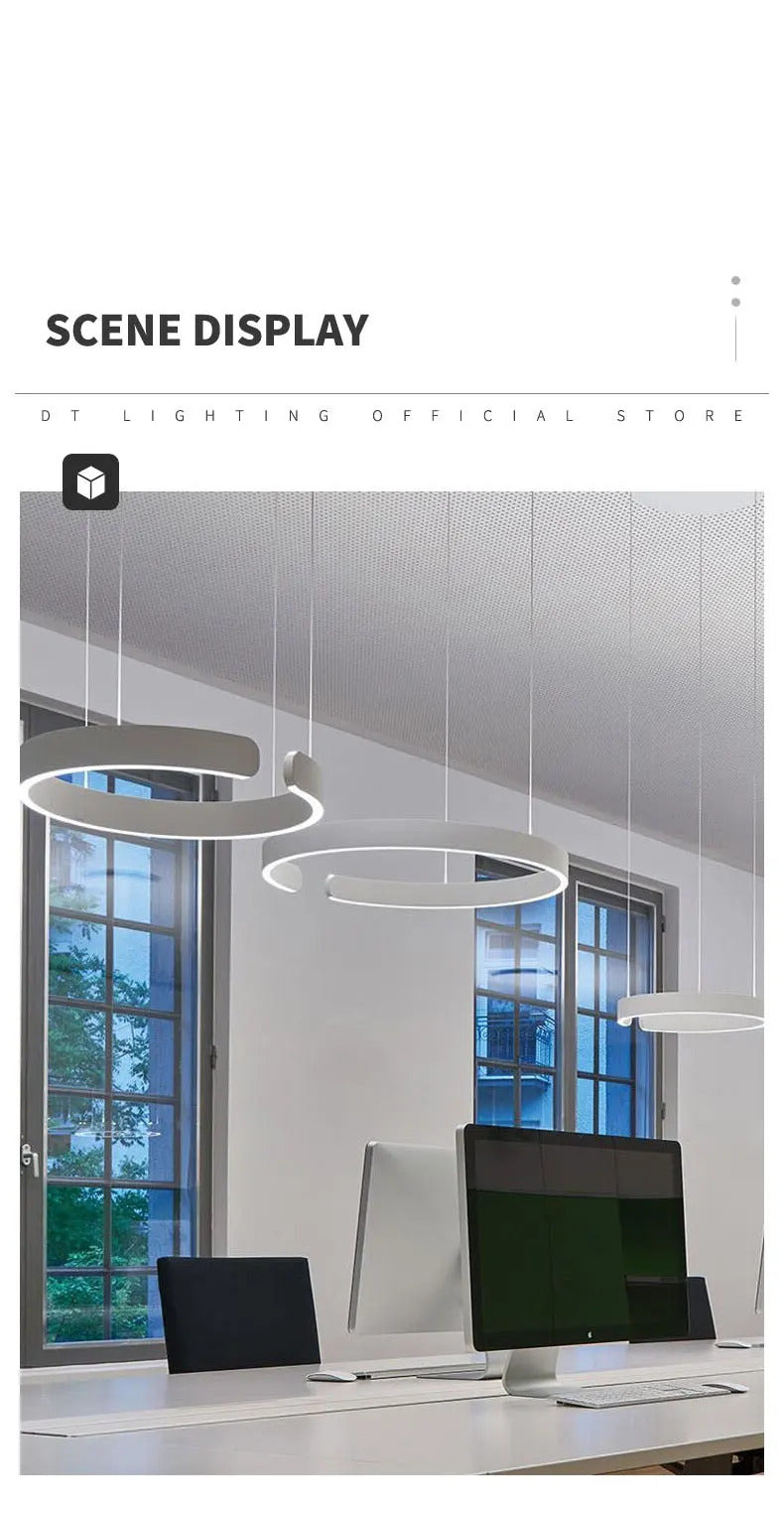 Nordic Led Ring Chandelier Modern Design Rose Gold Black White and Gold Lamp