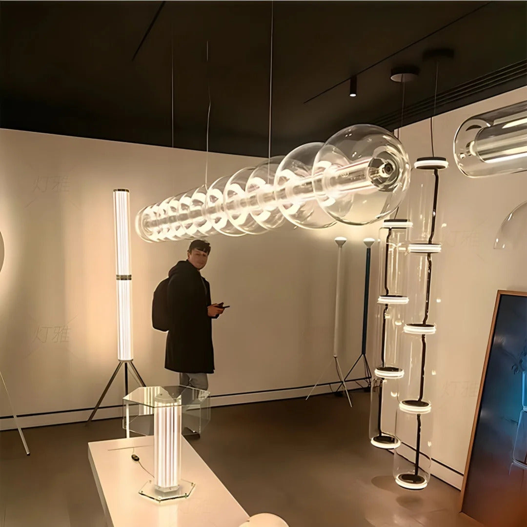 Italian Glass Bubble Pendant Light Dining Room Table Luce Sferica Glass Linear Lights Chandelier for Kitchen Island Bar Counter