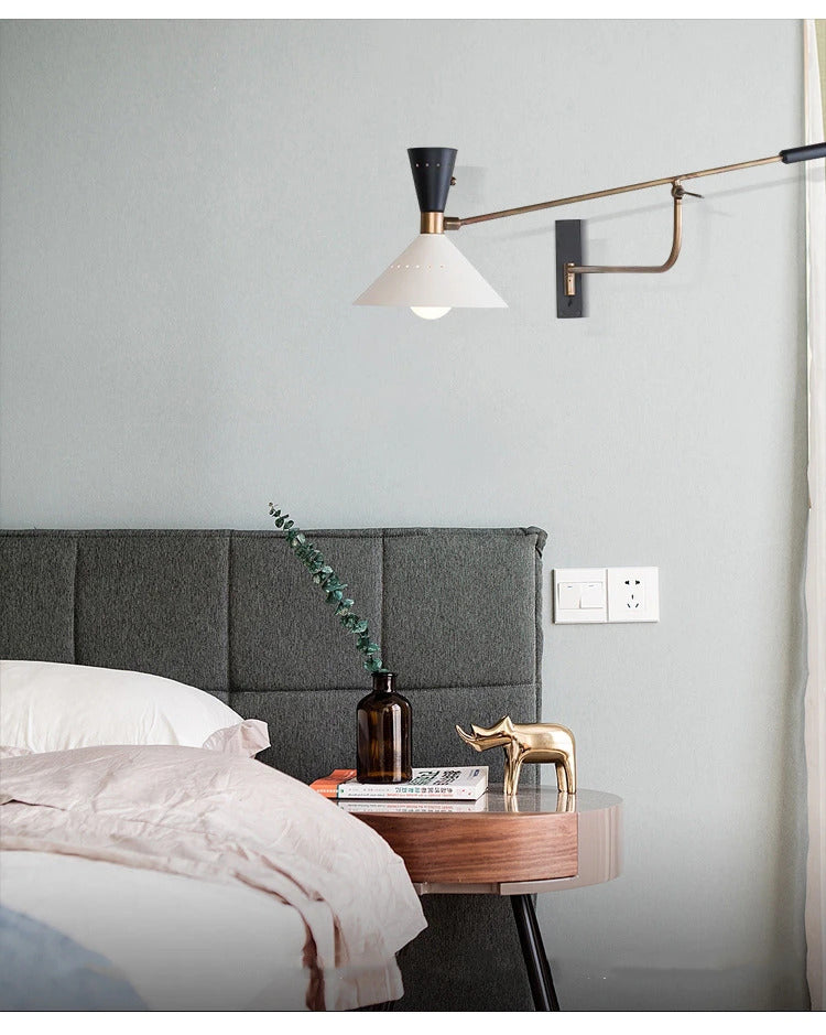 Danish design swing Arm wall light American Long Arm Adjustable Sconce Lamp